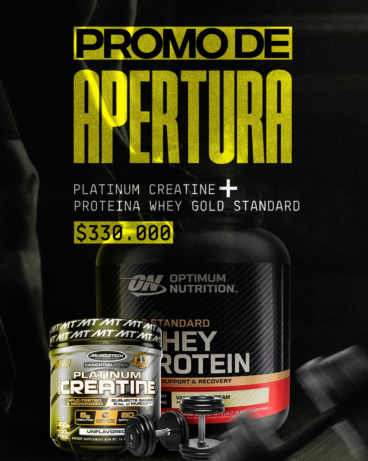 PLATINUM CREATINE + PROTEINA WHEY GOLD DESCUENTO